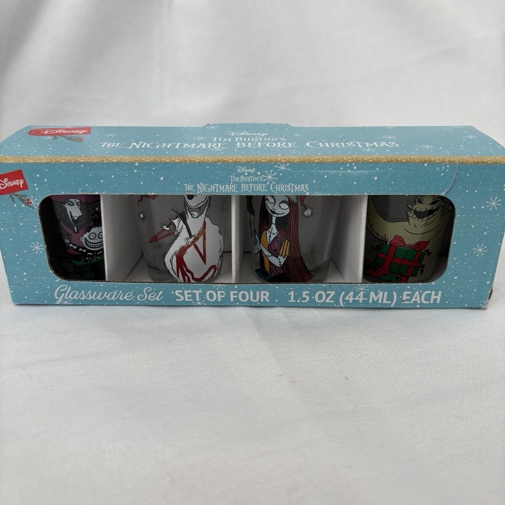 NEW Disney‎ The  Nightmare Before Christmas Glassware Set of 4 Xmas Shot Glasses